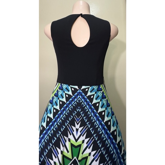 Eliza J Black and Blue Geometric Maxi Dress - Picture 7 of 13